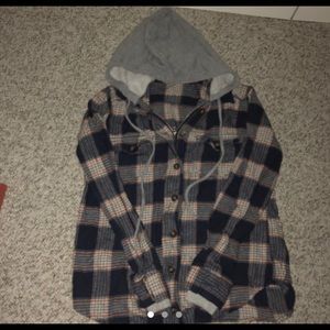 Hollister flannel with fleece and hood
